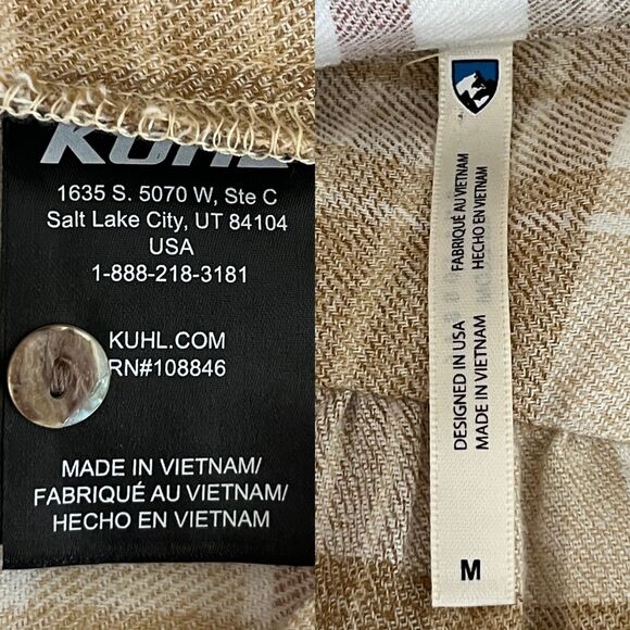 Kuhl Kamila Flannel Women Size M Copper Plaid Button Up Outdoor Casual Top Hike - Picture 8 of 16